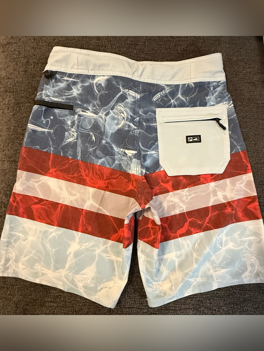 Pelagic Bundle -Boys Red, White & Blue Fishing Shorts & Matching shirt Size M. - Picture 3 of 9
